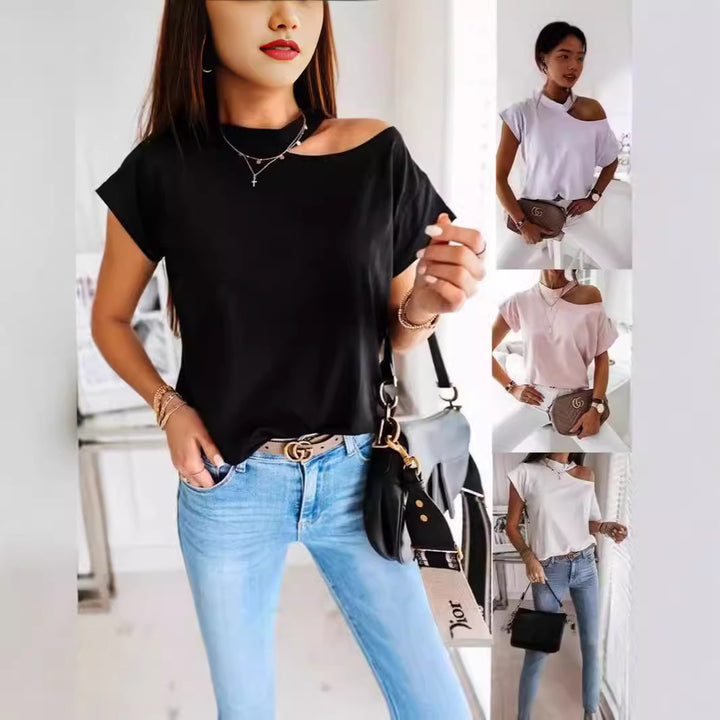 Damen Off-Shoulder T-Shirt mit modernem Schnitt und bequemen Ärmeln Drune