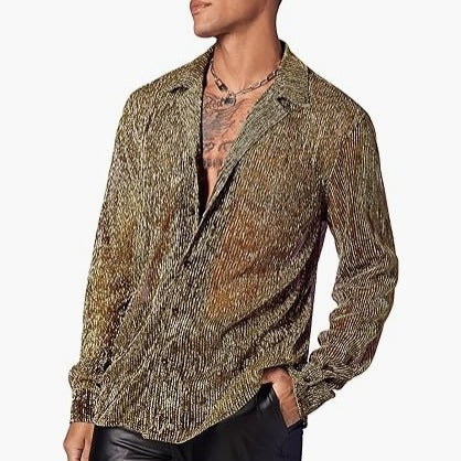 Damen nan schimmernde Crinkle-Hemdbluse mit Viskose-Optik Hemdkragen und Manschetten Drune