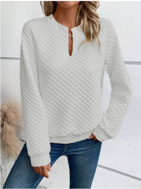 Damen Sweatshirt mit strukturiertem Steppdesign und modischem Ausschnitt Drune