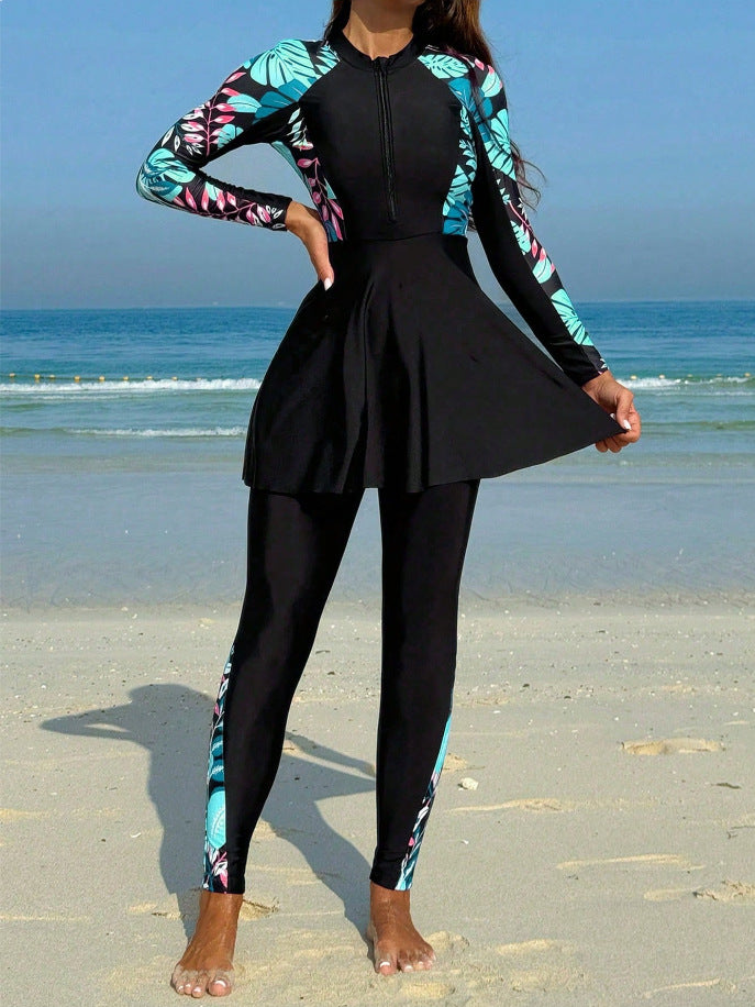 Damen Surfanzug mit Rockteil und langärmligem Design Drune