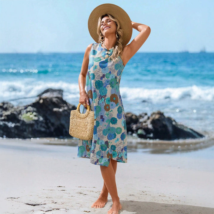 Damen Sommerliches Strandkleid mit floralem Muster und lockerer Passform Drune