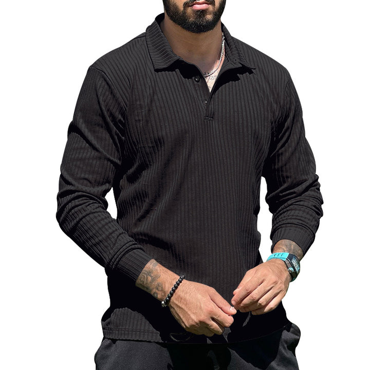 Herren langer Strickpullover mit strukturiertem Design und Knopfleiste Drune