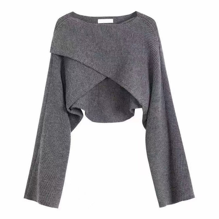 Damen lässiger Cropped-Pullover mit asymmetrischem Schnitt und strukturierter Oberfläche Drune