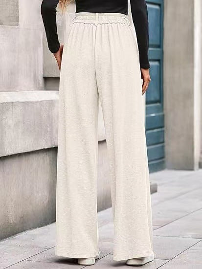 Damen Weite Stoffhose mit hochgezogenem Taillenbund und praktischen Eingrifftaschen Drune