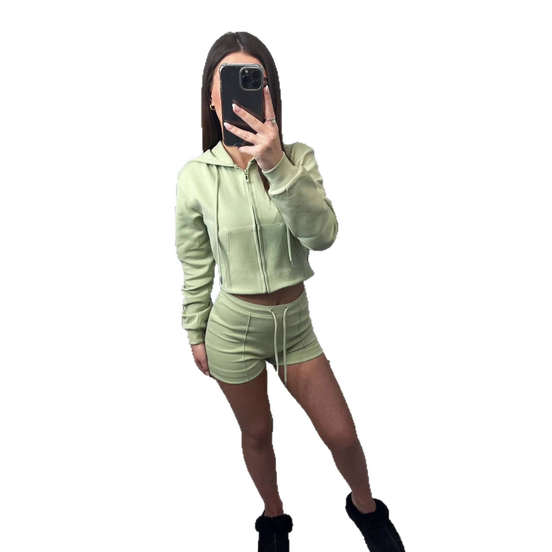 Damen Sportliches Kurzset mit Kapuze Drune