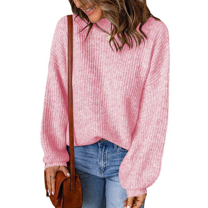 Damen Grobstrickpullover mit lockerer Passform und hohem Kragen Drune