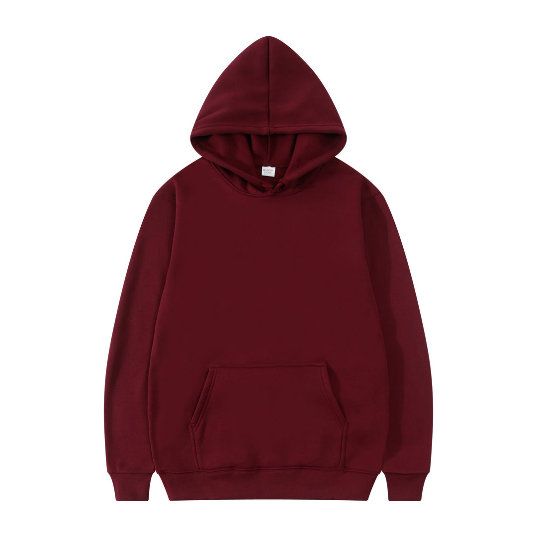 Unisex schlichter Kapuzenpullover mit Kängurutasche, gerippten Bündchen und relaxed Fit Drune