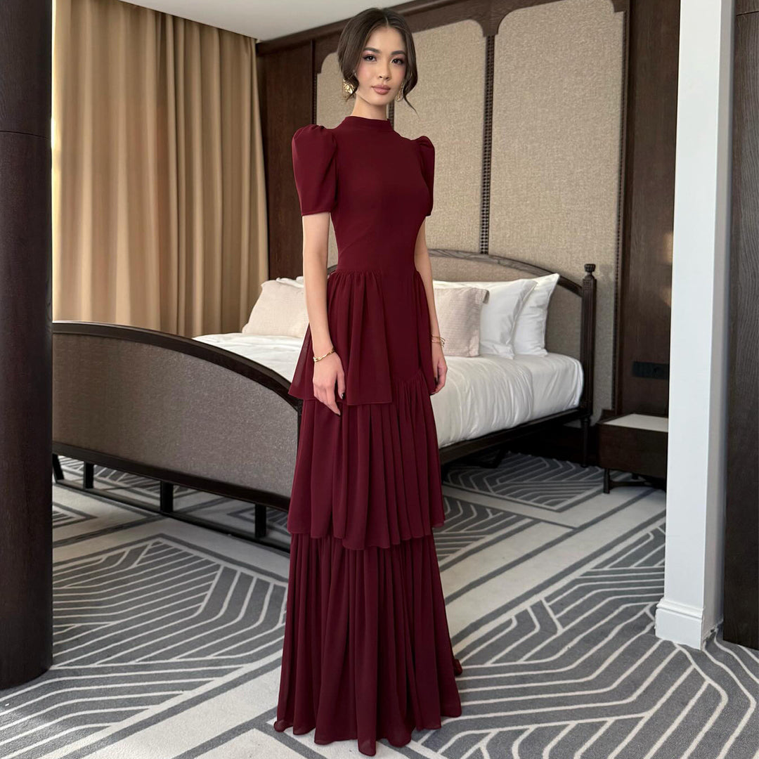Damen Maxi-Kleid mit voluminösen Rüschendetails und elegantem Schnitt Drune