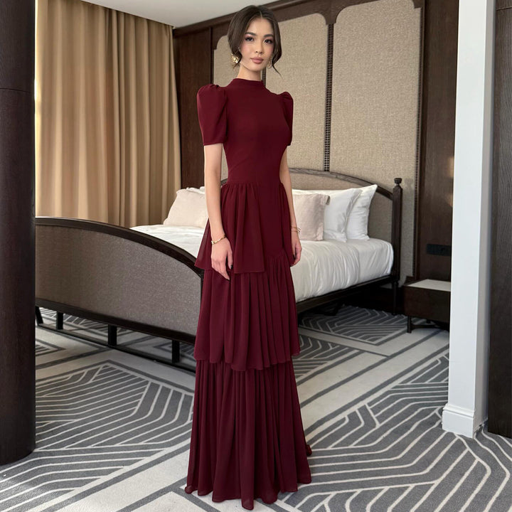Damen Maxi-Kleid mit voluminösen Rüschendetails und elegantem Schnitt Drune