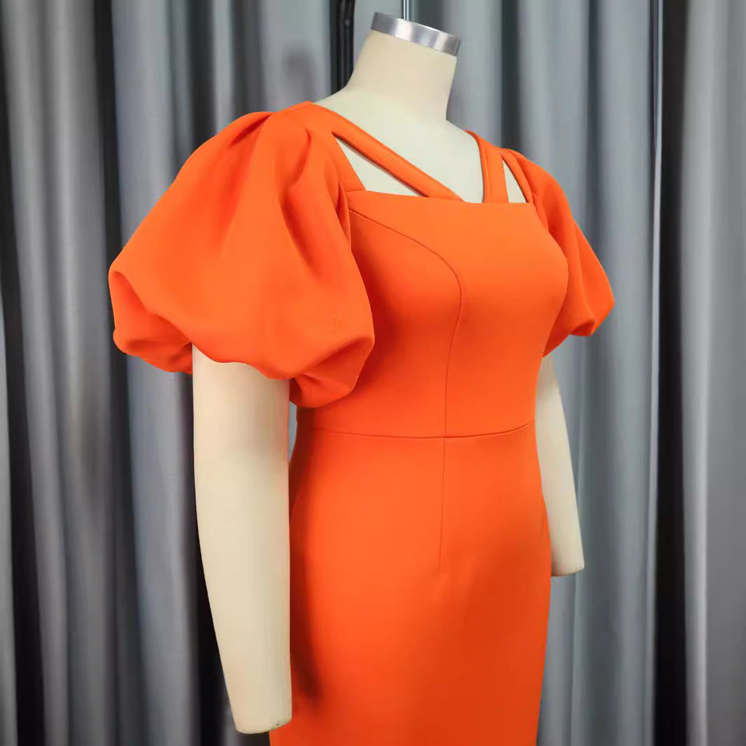Damen figurbetontes Kleid mit innovativen Puffärmeln und aufregendem Schnitt Drune