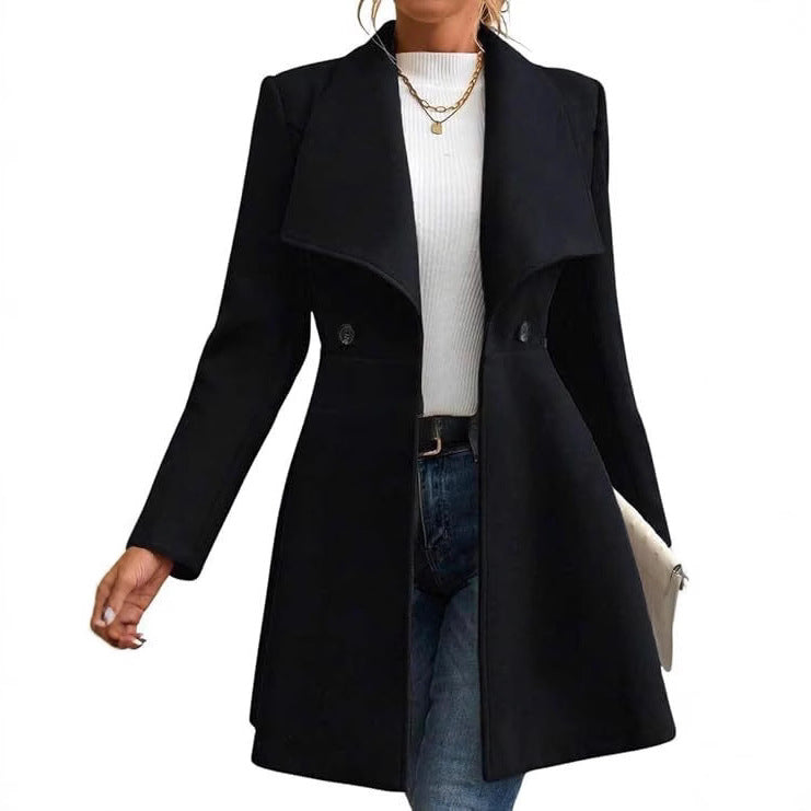 Damen schicke Übergangsjacke mit weitem Kragen Drune