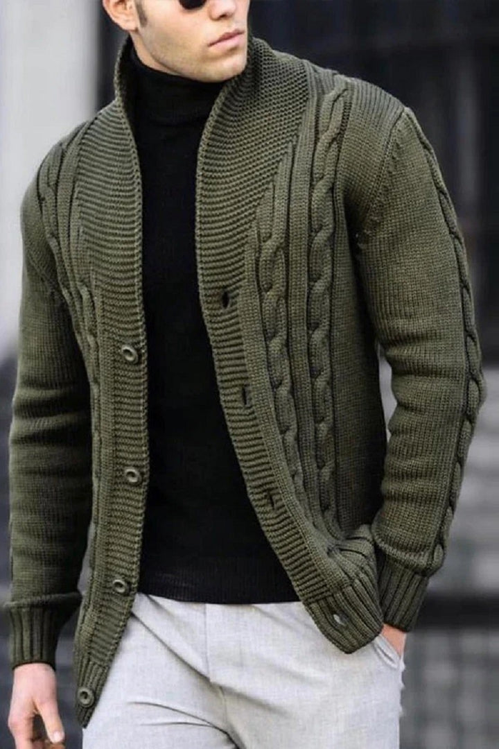 Herren Strickjacke mit robustem Zopfmuster und langlebigem Knopfverschluss Drune
