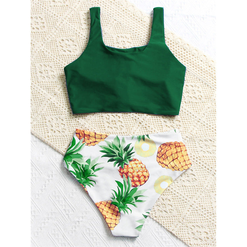 Damen Bikini-Set mit knotenförmigem Oberteil und hohem Bund Drune