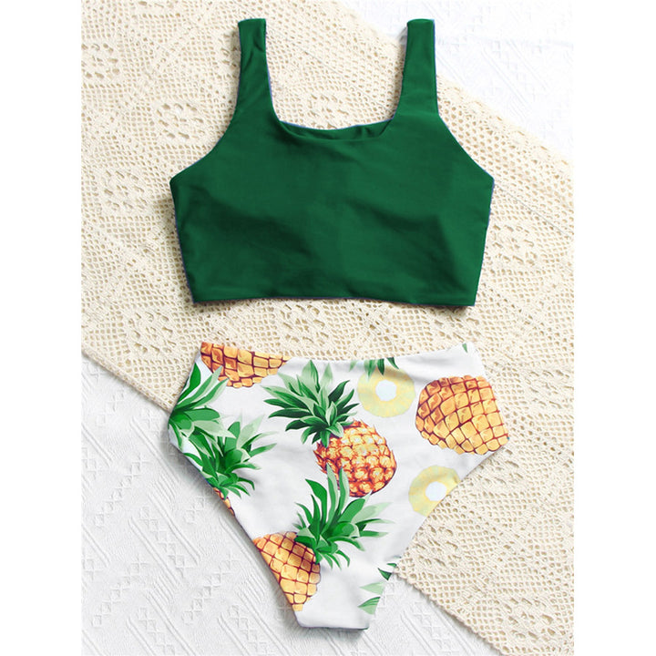 Damen Bikini-Set mit knotenförmigem Oberteil und hohem Bund Drune