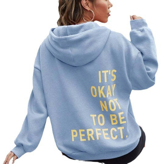 Damen Kapuzenpullover mit motivierendem Schriftzug und kuscheligem Innenfutter Drune