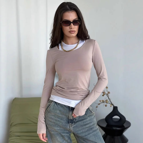 Damen Langarmshirt mit asymmetrischem Ausschnitt Drune