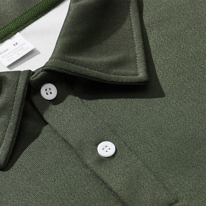 Herren sportlicher Langarm-Polo mit modernem Design und Kontrastärmel Drune