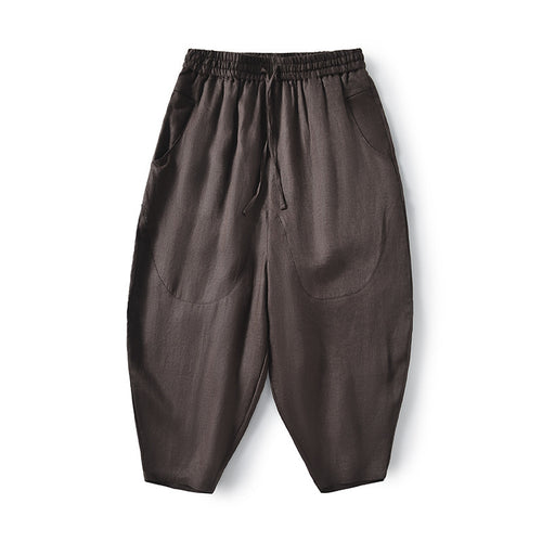 Damen Locker geschnittene Leinenhose mit elastischem Bund Drune