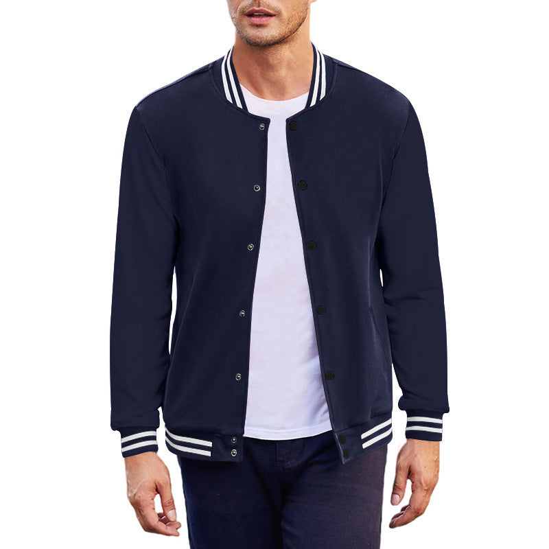 Herren nan College-Bomberjacke im Varsity-Stil mit Druckknopfleiste und gerippten Bündchen Drune