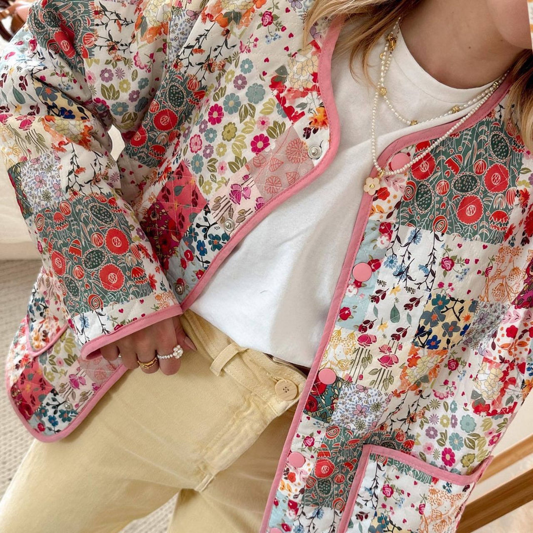 Damen Patchwork Rock mit Reißverschluss und seitlichen Taschen Drune