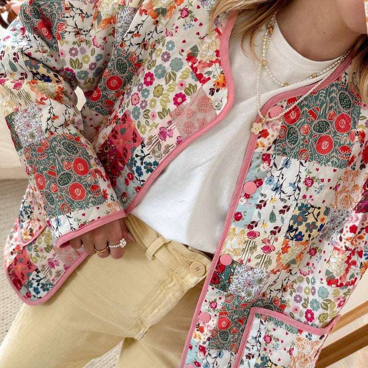 Damen Patchwork Rock mit Reißverschluss und seitlichen Taschen Drune