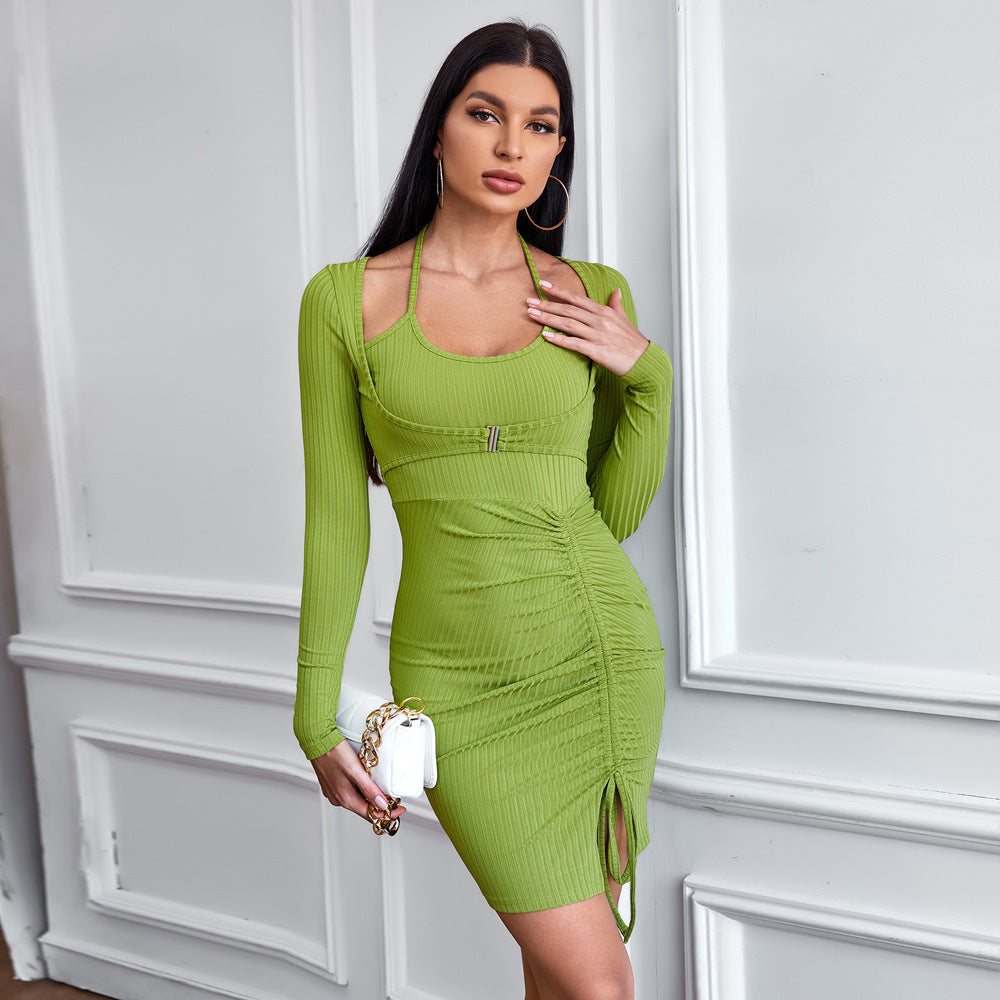 Damen Minikleid mit raffinierten Rüschendetails und modischem Cut-Out Drune