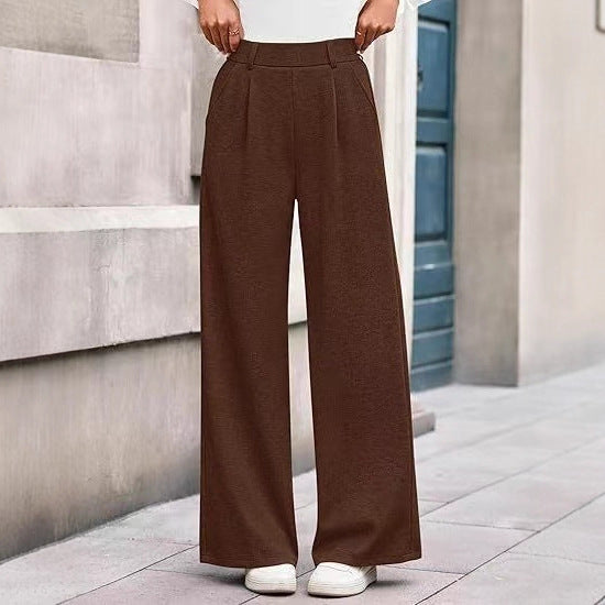 Damen Weite Stoffhose mit hochgezogenem Taillenbund und praktischen Eingrifftaschen Drune