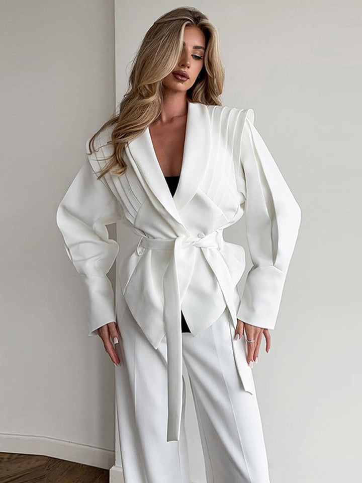 Damen Eleganter Blazer mit strukturierten Ärmeln Drune