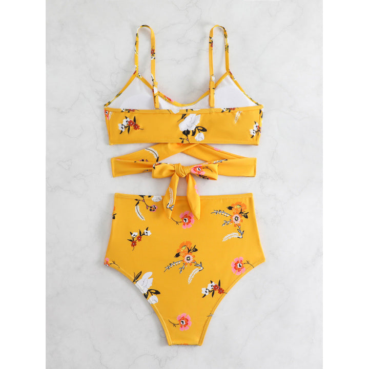 Damen Bikiniset mit hohem Bund und geknotetem Oberteil Drune