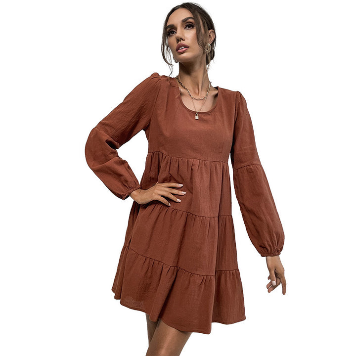 Damen lässiges Wickelkleid mit Rüschendetails und voluminösem Rock Drune