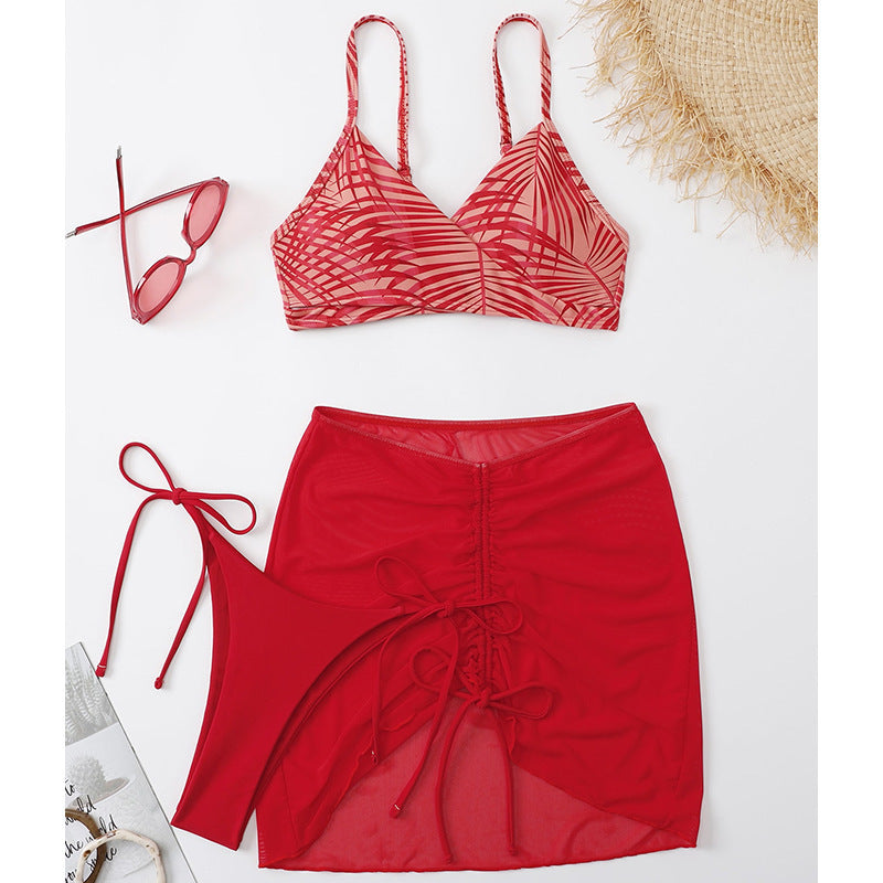 Damen Bikini-Set mit verspieltem Wickelrock und raffinierten Schnürdetails Drune