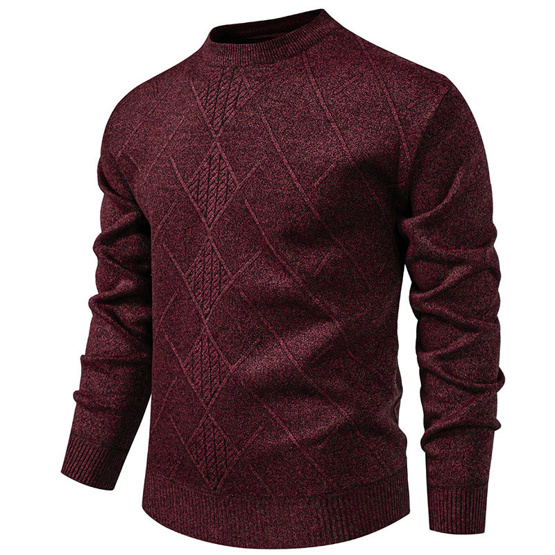 Herren Feiner Strickpullover mit strukturiertem Zopfmuster und Rundhalsausschnitt Drune