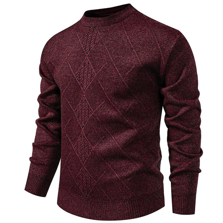 Herren Feiner Strickpullover mit strukturiertem Zopfmuster und Rundhalsausschnitt Drune