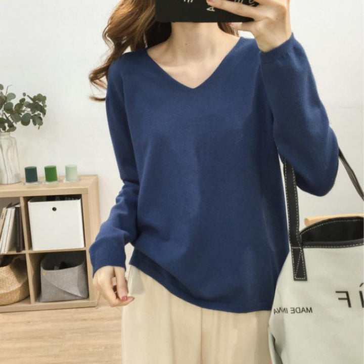 Damen V-Ausschnitt Pullover mit lässigem Schnitt und weichen Materialien Drune