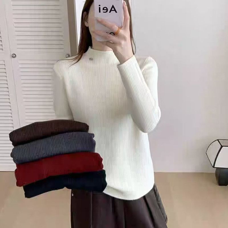 Damen Hochwertiger Rippenpullover mit Stehkragen Drune