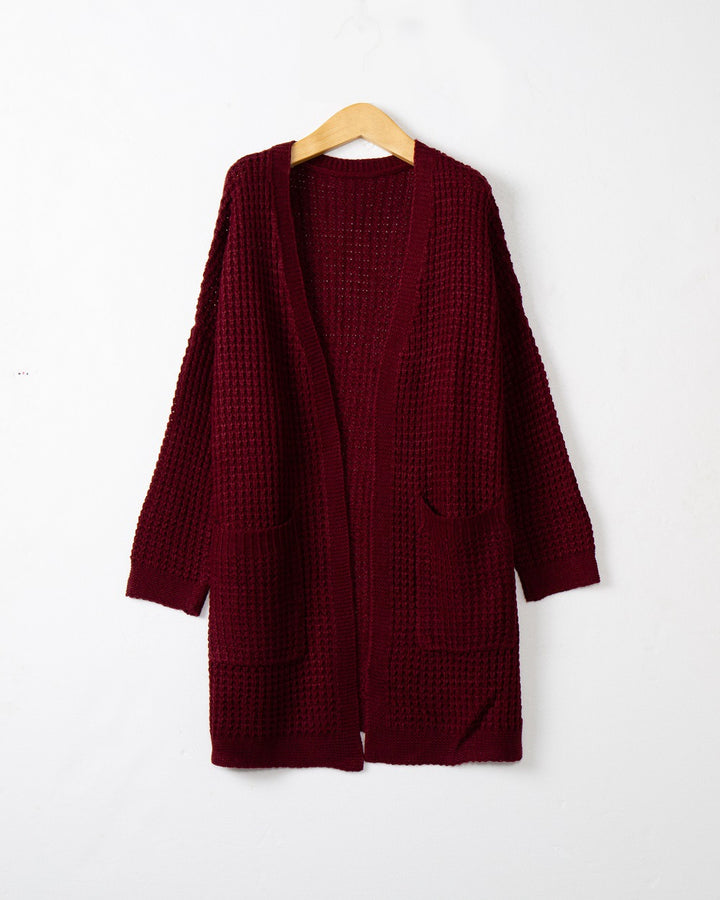 Damen lässiger Strickcardigan mit Taschen und offenem Schnitt Drune