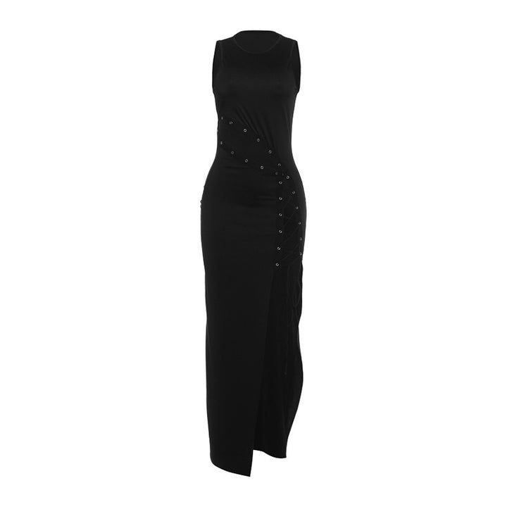 Damen Maxikleid mit asymmetrischem Saum und raffinierter Schnürung Drune