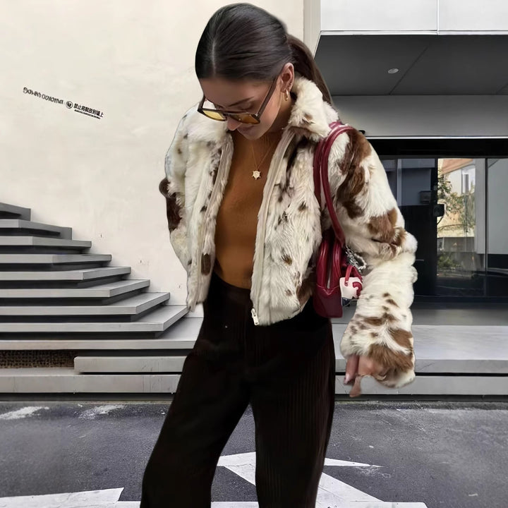 Damen modische und strapazierfähige Kunstpelzjacke Drune