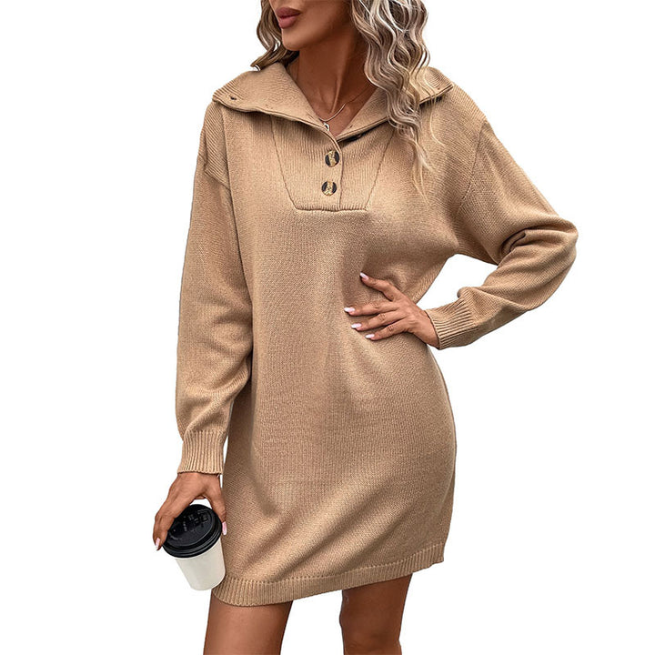Damen Strickkleid mit hochgeschlossener Knopfleiste und lässigem Schnitt Drune