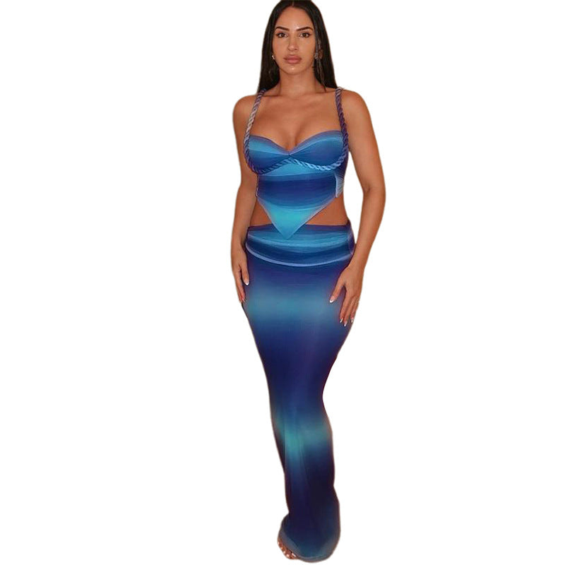 Damen Figurbetontes Maxikleid mit verführerischem Ausschnitt und raffinierten Schnürdetails Drune