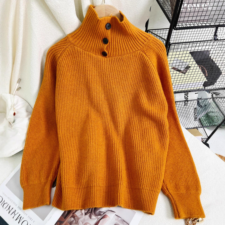 Damen warmer Rollkragenpullover aus weichem Strickmaterial Drune