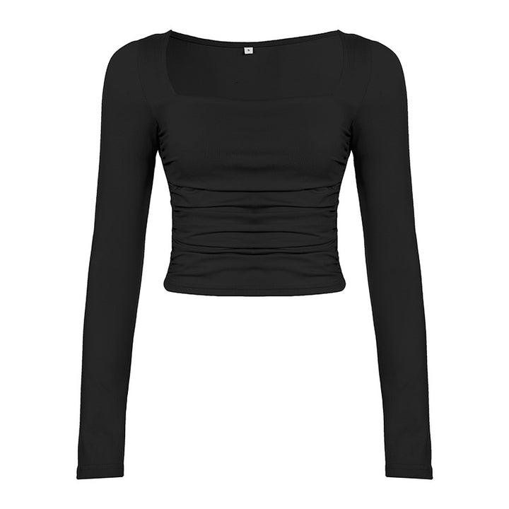 Damen figurbetontes Longsleeve mit Raffungen Drune