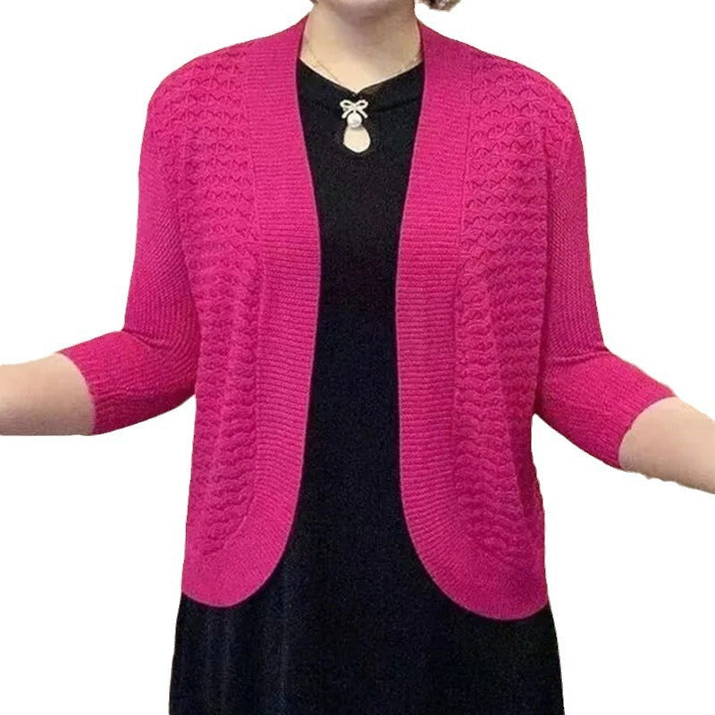Damen Strickjacke mit 3/4-Ärmeln und strukturiertem Muster Drune