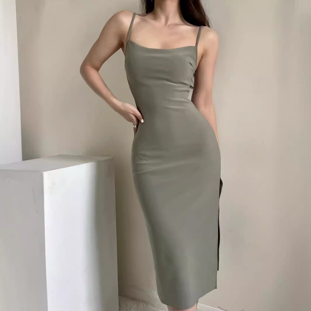 Damen langes Abendkleid mit elegantem Schlitz Drune