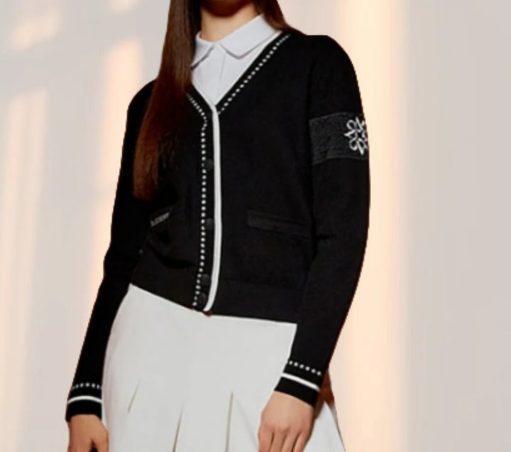 Damen modische Strickjacke mit strukturiertem Design und Taschen Drune