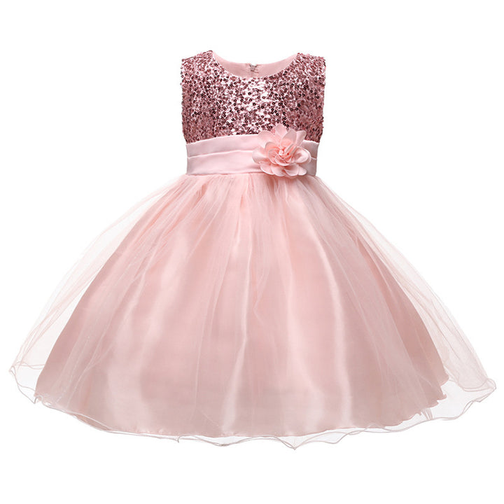 Mädchen Festliches Tüllkleid mit glitzerndem Oberteil und floraler Applikation Drune