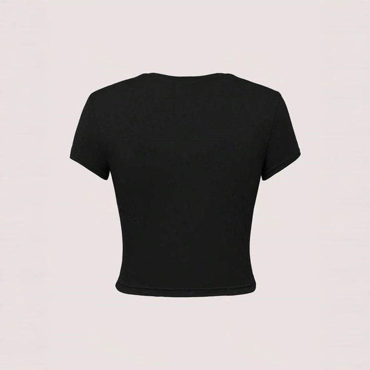 Damen lässiges Crop-T-Shirt mit kreativem Grafikdesign Drune