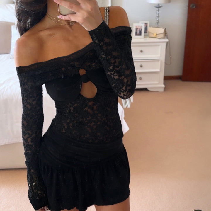Damen Strandkleid mit zarten Spitzenakzenten und verführerischer Schnürung Drune