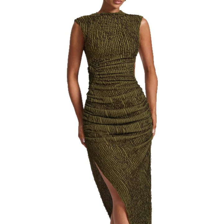 Damen figurbetontes Maxikleid mit extravagantem Rücken-Design und raffinierten Drapierungen Drune