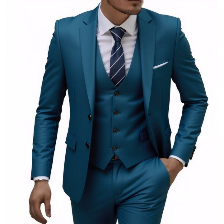 Herren nan dreiteiliges Slim-Fit Anzugset mit Weste, schmalem Revers und taillierter Silhouette Drune